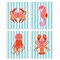 Stupell Industries Bright Sea Creatures on Stripes 4pc Canvas Set, design by Indira Prieto | IndySign